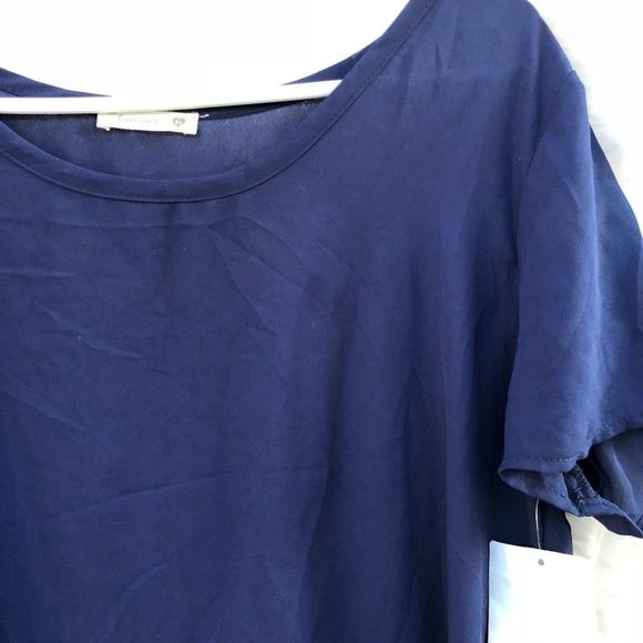 Navy blue sheer top - Picture 2 of 3